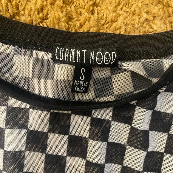 Womens mesh long sleeve tee shirt checkered - Picture 4 of 4